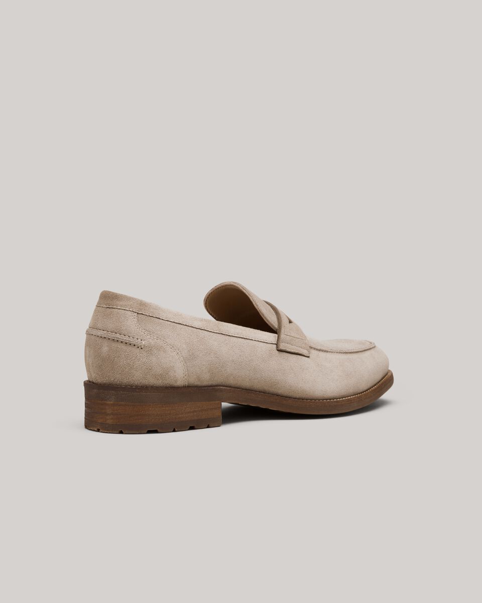 Leather Penny Loafers With Bolder Tread, Taupe, hi-res